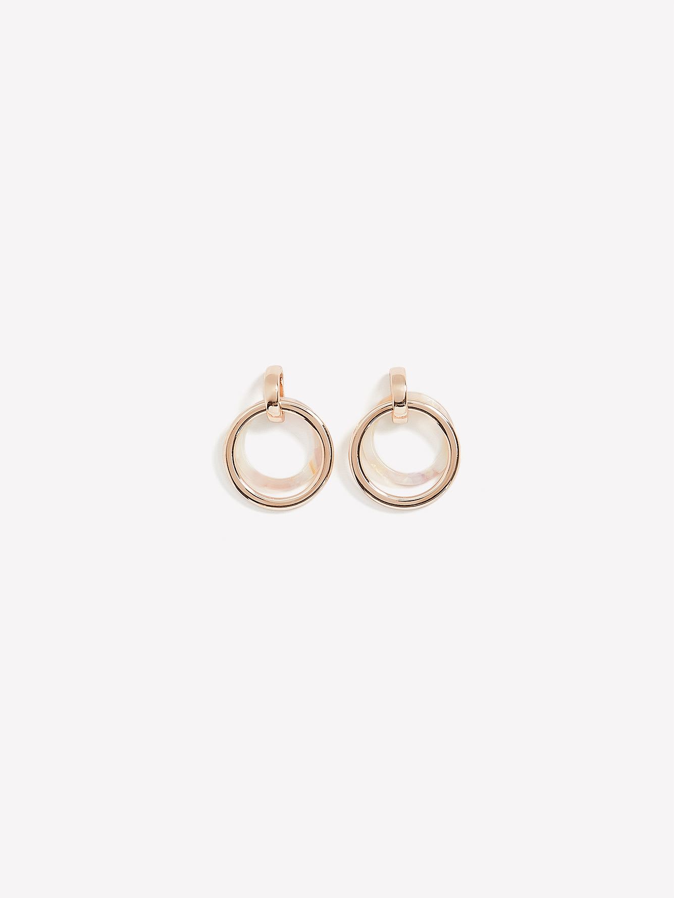 Pink Two-Ring Drop Earrings