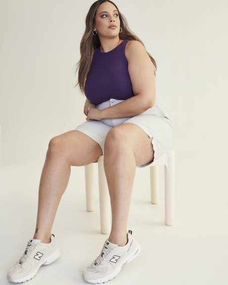 Cotton Cargo Bermuda with Rib Waistband