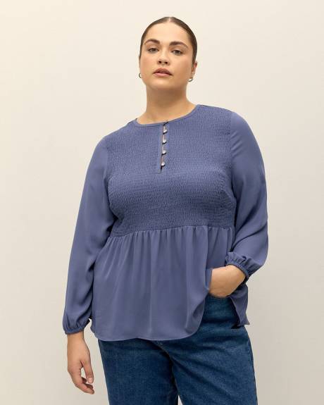 Responsible, Long-Sleeve Blouse with Smocking - Addition Elle