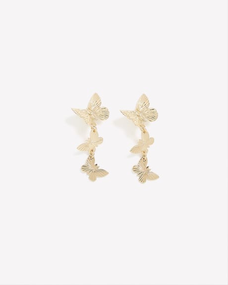 Golden Butterfly Drop Earrings