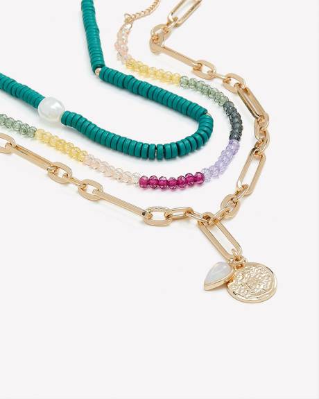 Necklaces with Beading and Pendants, Set of 3 - Addition Elle