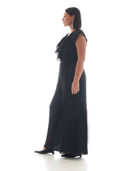 Jumpsuit with Ruffle Neckline - Addition Elle