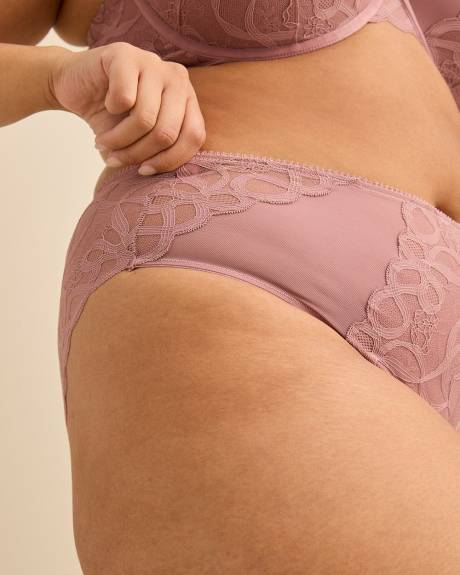 Culotte &eacute;chancr&eacute;e en dentelle rose fonc&eacute; avec maille - D&eacute;esse Collection