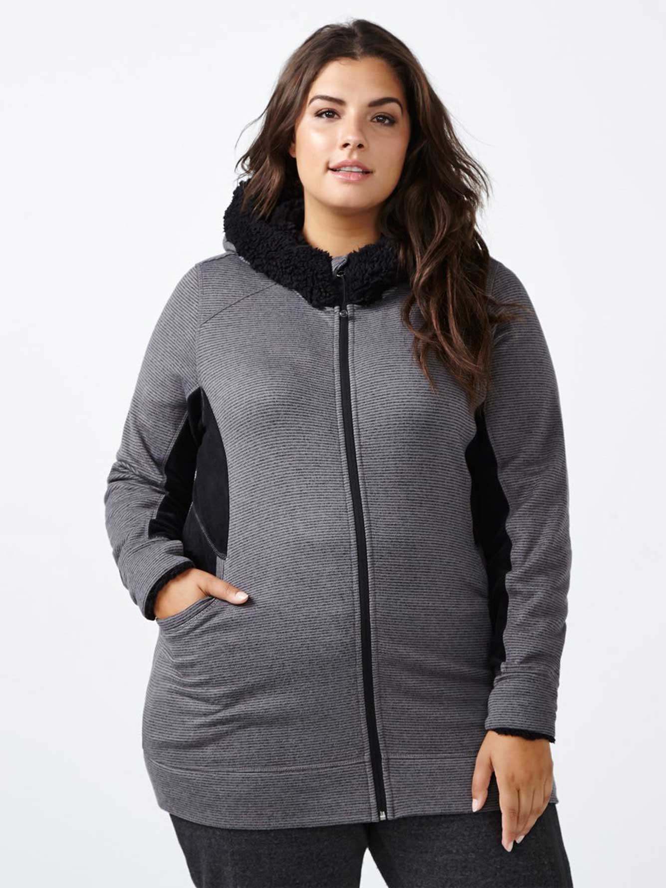 sports plus size fleece hoodie with sherpa penningtons plus size hoodie