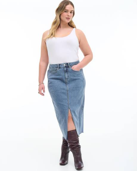 Responsible, Curvy Midi Denim Skirt - Addition Elle
