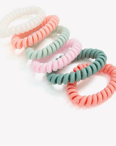 Élastiques à cheveux en spirale, ens. de 6