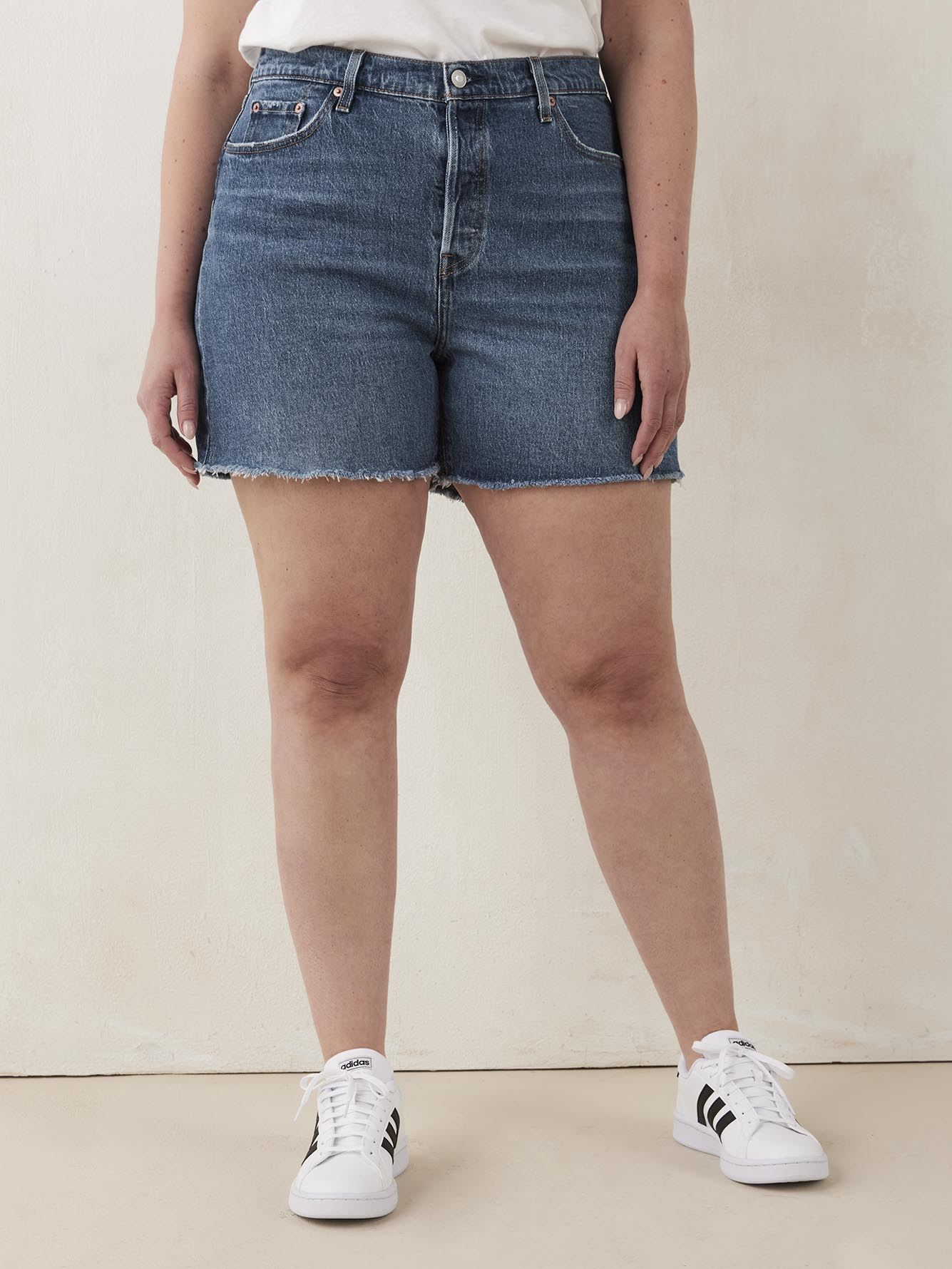 Dark Wash Plus 501 Original High-Rise Jean Shorts - Levi's | Penningtons