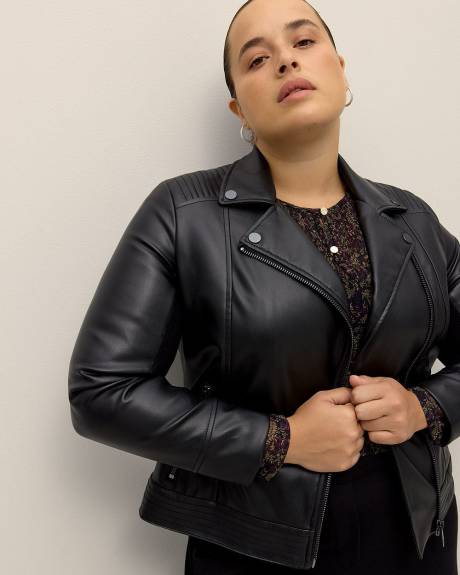 Faux-Leather Moto Jacket - Addition Elle