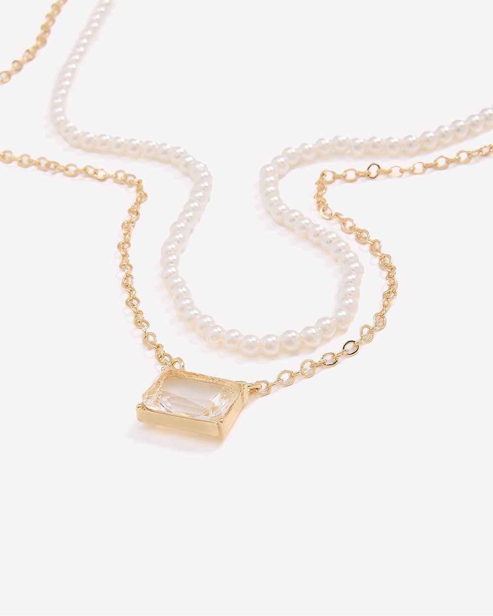 Two-Layer Short Necklace with Mini Pearls
