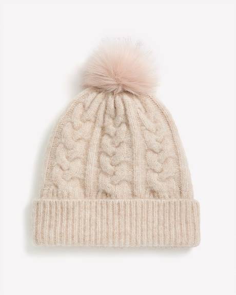 Pompom Cable Knit Beanie