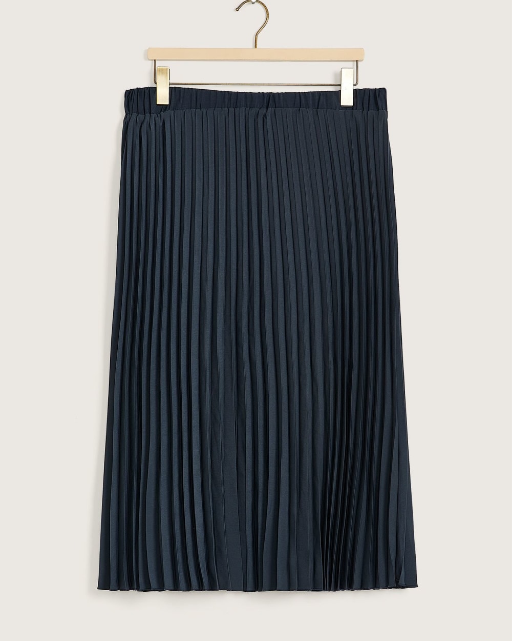 Pleated Satin Midi Skirt with Elastic Waistband | Penningtons