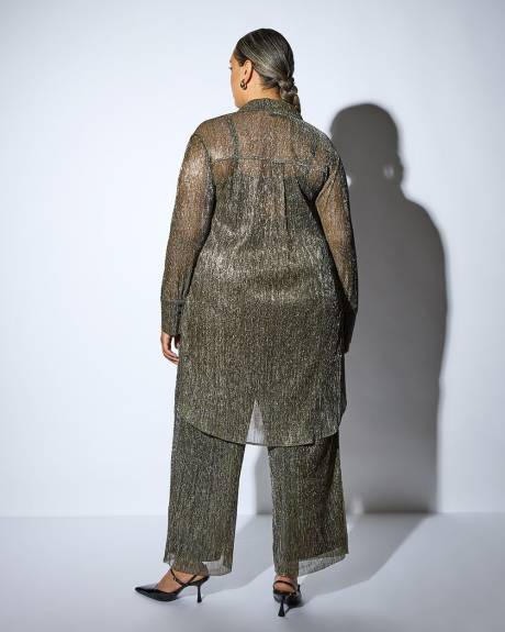 Meredith Shaw x PENN - Metallic Knit Buttoned Down Tunic Shirt