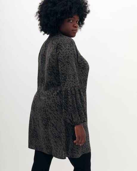 Printed Raglan-Sleeve Swing Dress - Addition Elle