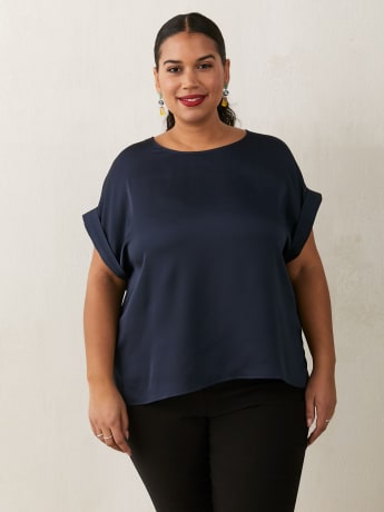 Short-Sleeve Blouse With Crew Neck