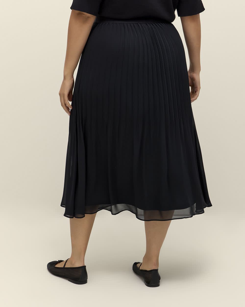Black pleated midi skirt next outlet
