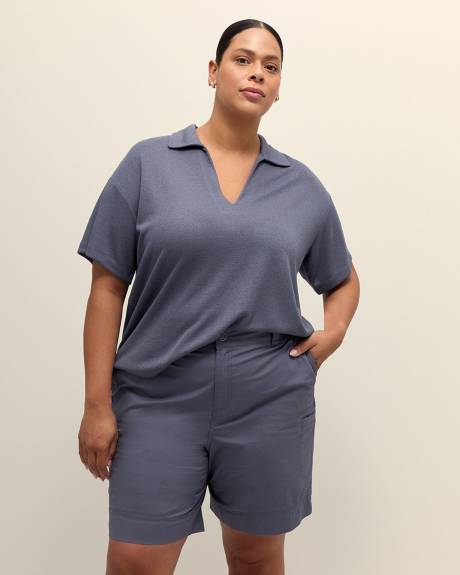 Short-Sleeve Polo Knit Top