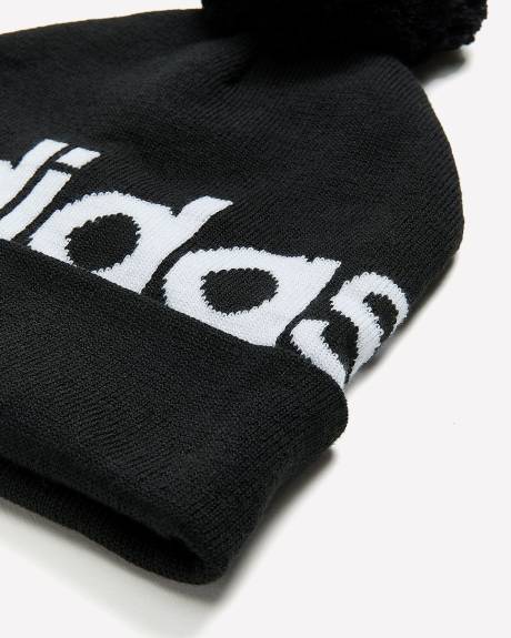 Pompom Ribbed Knit Beanie, Black - adidas