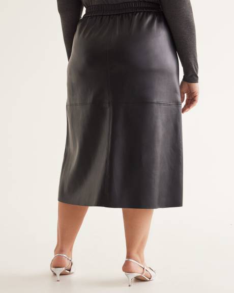 Black Faux Leather Midi Skirt
