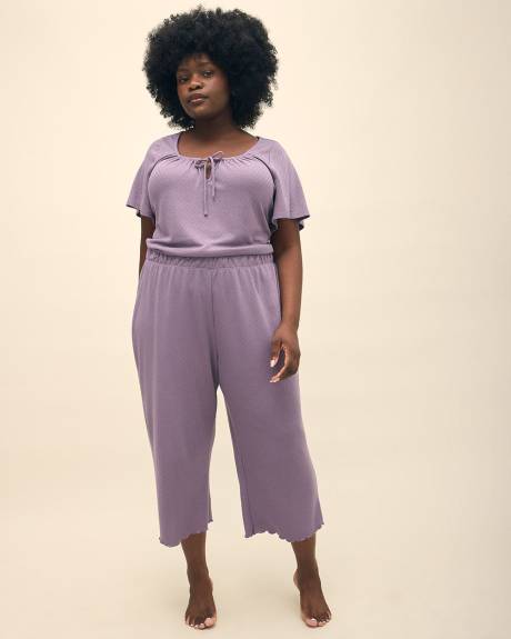 Haut de pyjama en pointelle avec manches courtes à volants - ti Voglio
