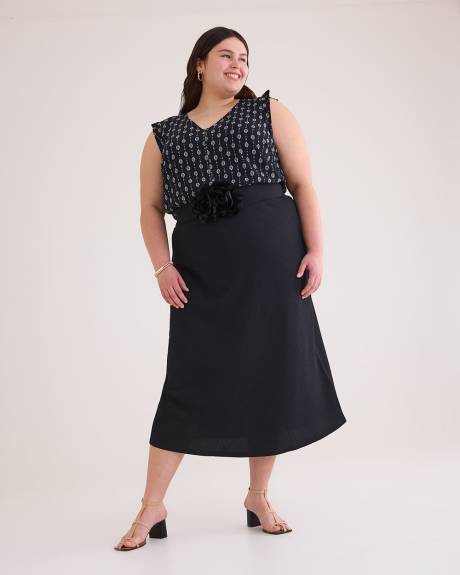 V-Neck Blouse with Short Flutter Sleeve