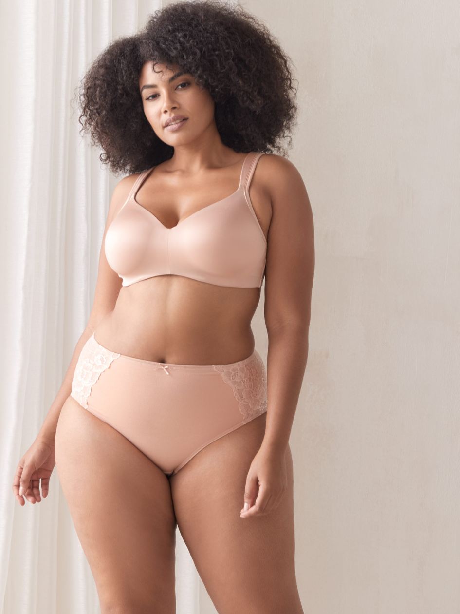 Shapewear Brief Panty with Lace Inserts Addition Elle Penningtons