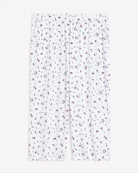 Pantalon de pyjama capri fleuri avec ourlet dentelé - ti Voglio