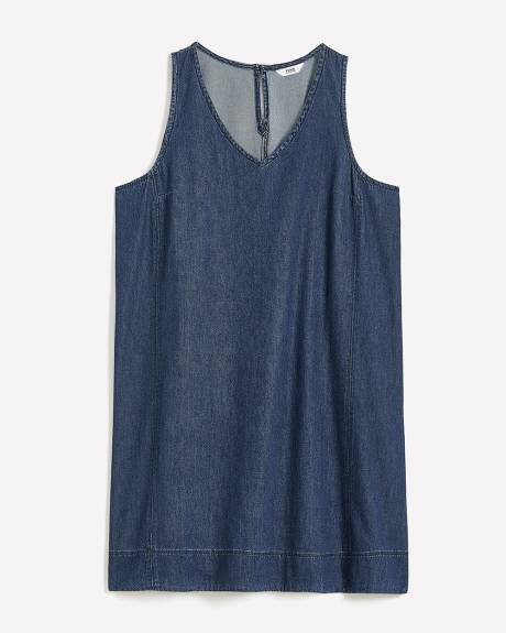 Robe trapèze en denim avec col en V