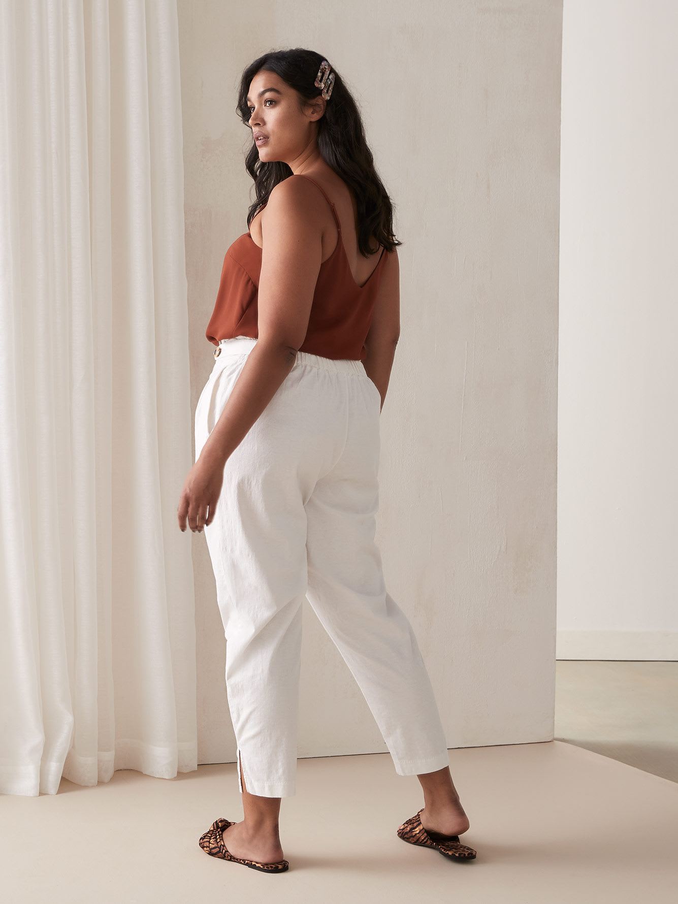 linen high rise pants