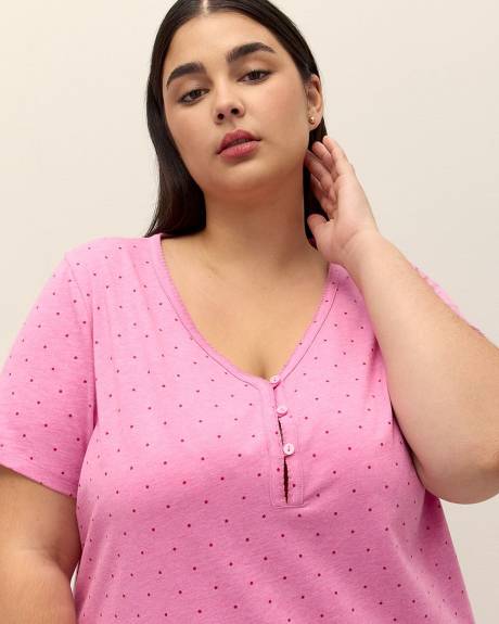 Heather Knit Short-Sleeve Long Sleepshirt - ti Voglio