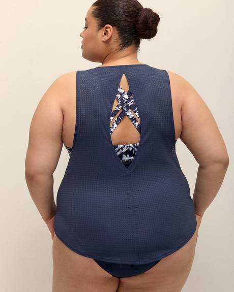 Fooler Tankini Top with Herringbone-Print Bandeau