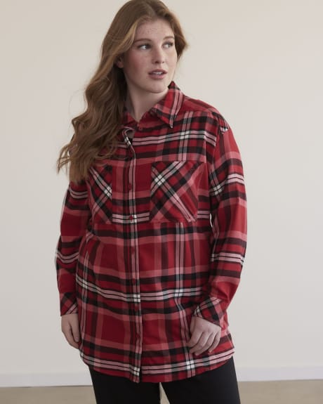 Plaid Flannel ButtonDown Tunic Shirt Penningtons