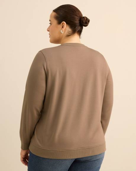 Chandail en molleton &agrave; manches longues, coupe boyfriend