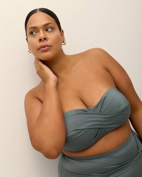Green Twisted Bandeau Bikini Top