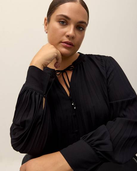 Responsible, Silky Pleated Buttoned Down Blouse