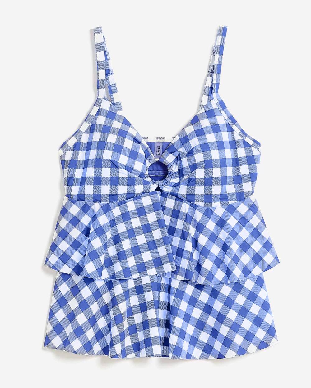 Printed Ruffled Tankini with Peekaboo | Penningtons