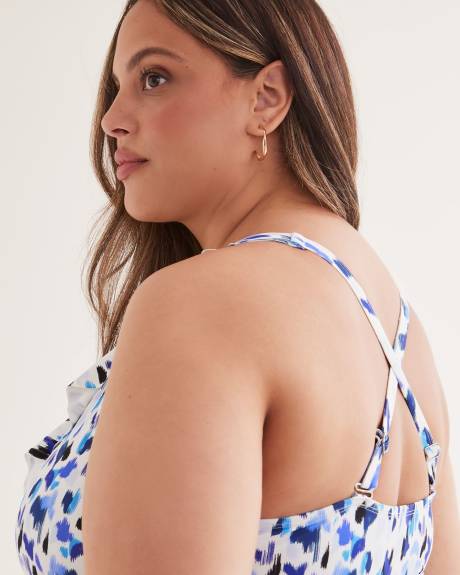 Printed Ruffled Bikini Top