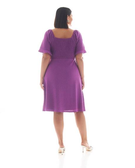 Eyelet Knit Dress with Flutter Sleeves - Addition Elle
