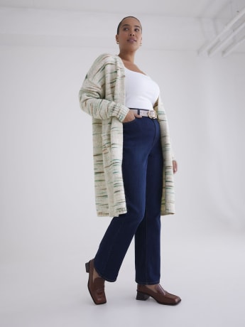 Space Dye Long Cardigan with Patch Pockets