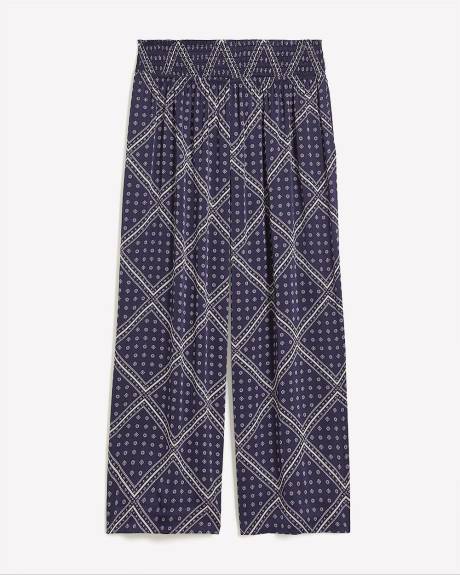 Pantalon de pyjama en satin à motif avec jambe évasée - Déesse Collection