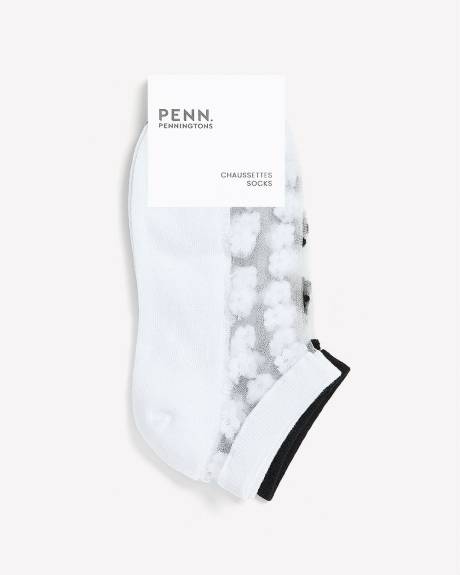 Ankle Socks with Sheer Upper, pack of 2