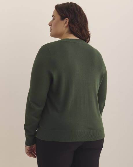 Cardigan boutonné à col rond en mélange de coton, tissu responsable