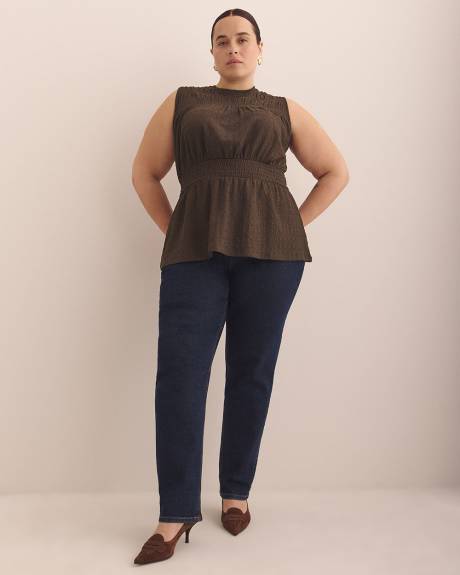 Smocked Sleeveless Knit Top