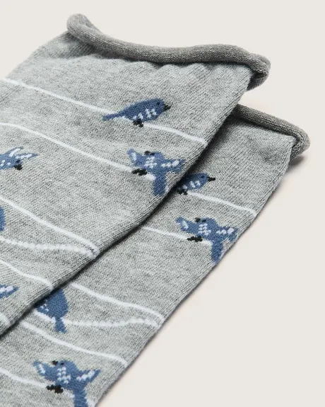 Chaussettes rayées à motifs d'oiseaux