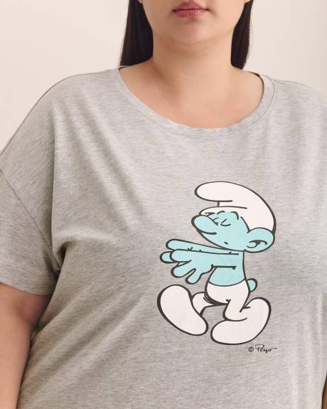 Short-Sleeve Sleepshirt with Smurf Placement Print - ti Voglio