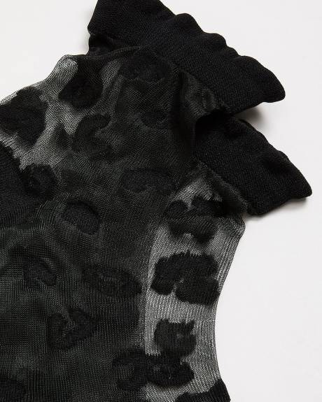 Chaussettes courtes noires en maille à motif de guépart
