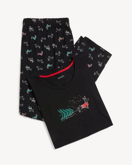Raindeer Teckel Knit Tunic Top and Legging Pyjama Set - ti Voglio