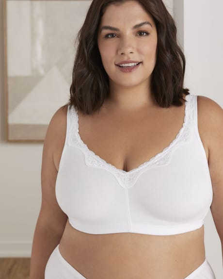 Women's Cotton Full Coverage Wirefree Non-padded Lace Plus Size Bra 38A 