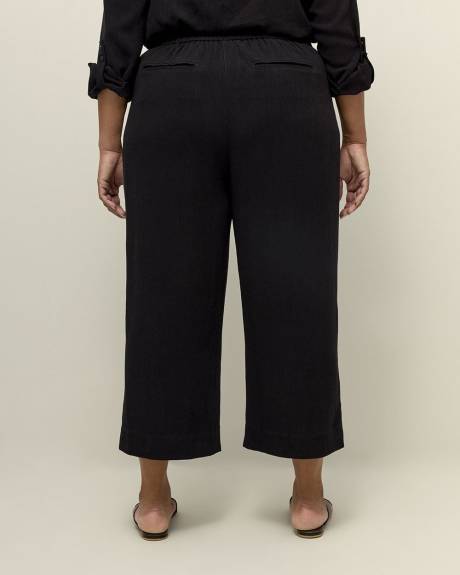 Linen Blend Wide-Leg Cropped Pant