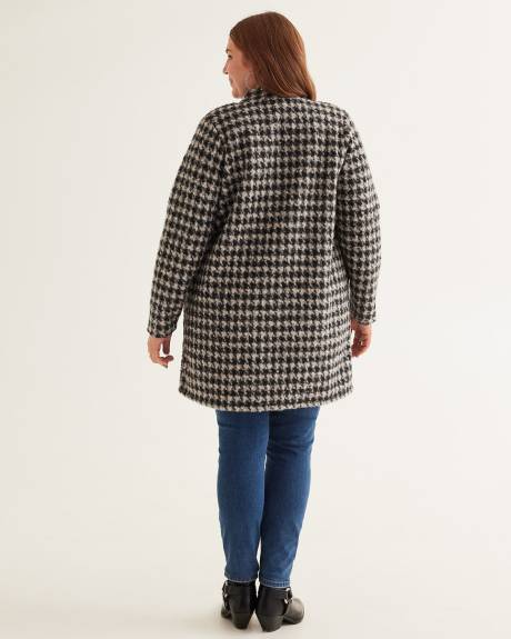 Textured Coatigan with Pockets, Black and White