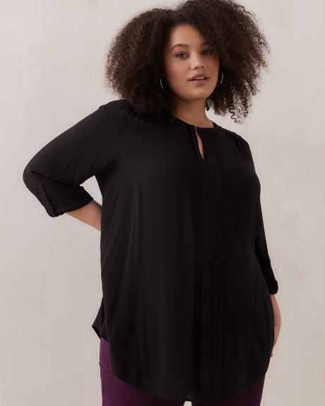 Rolled-Up Sleeve Challis Blouse - In Every Story